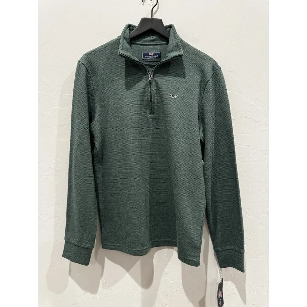 Vineyard Vines “Saltwater” Quarter-Zip Pullover. Size S, Green NWT